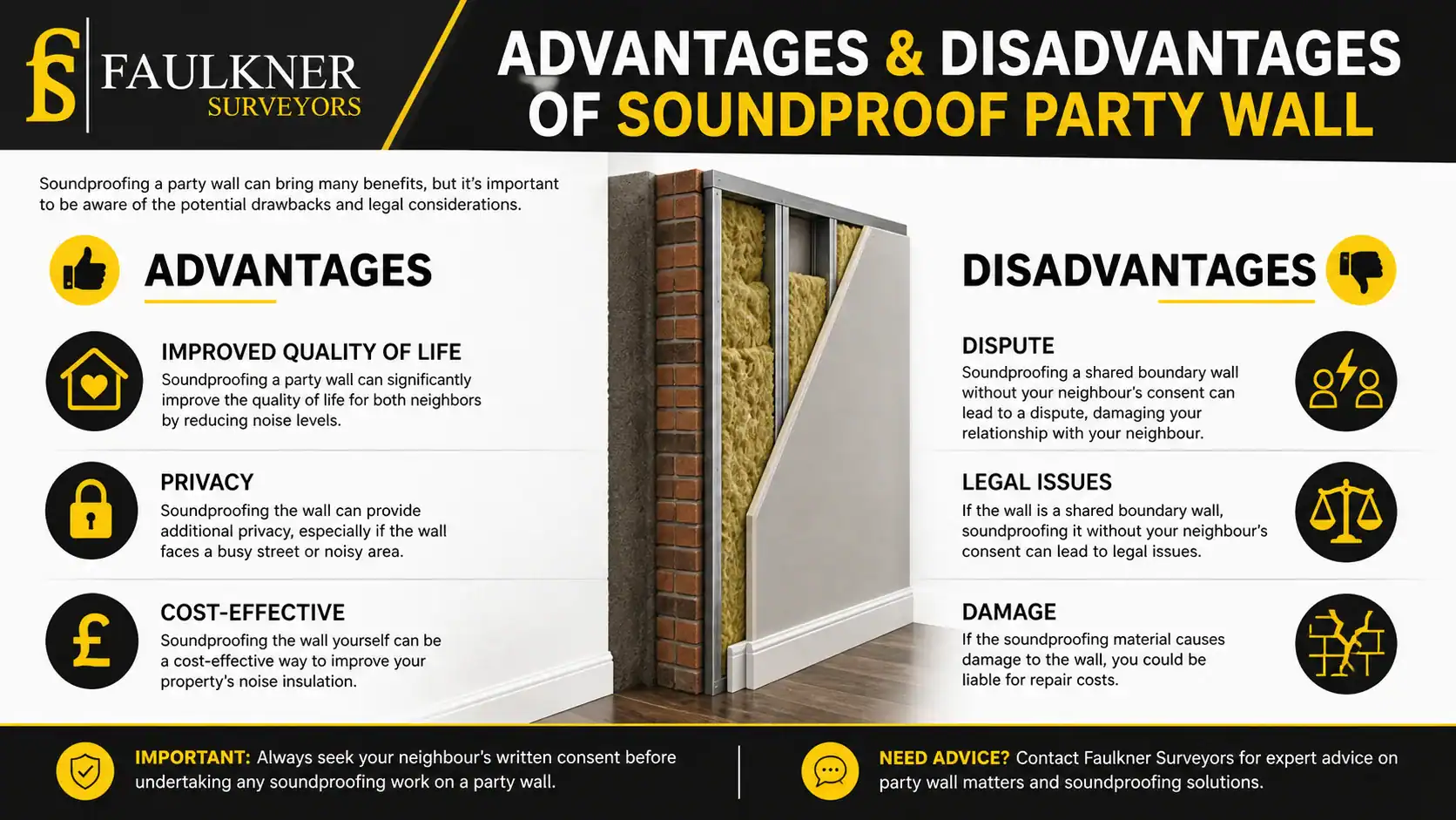 Can you soundproof a Party wall? 2 Advantages and Disadvantages of Soundproof Party Wall Romford